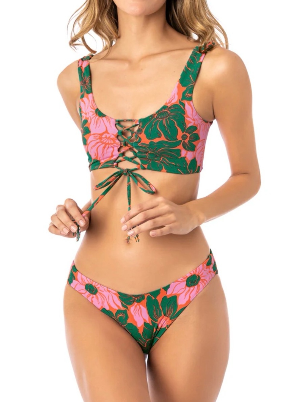 Maaji-Floral Stamp Guinea Sporty Bikini Set Size L- Reversable